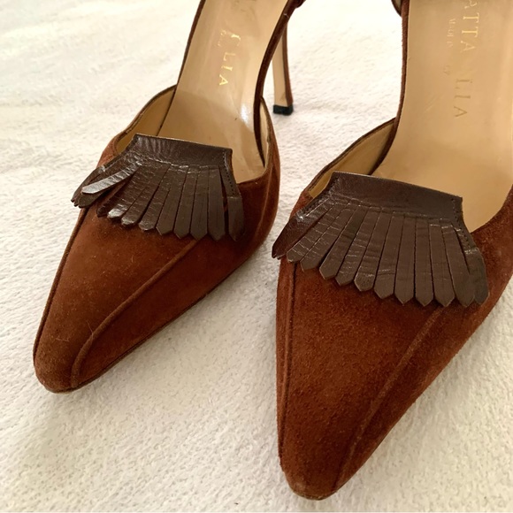 Battaglia Suede Leather Heels Size 8 - Picture 2 of 9